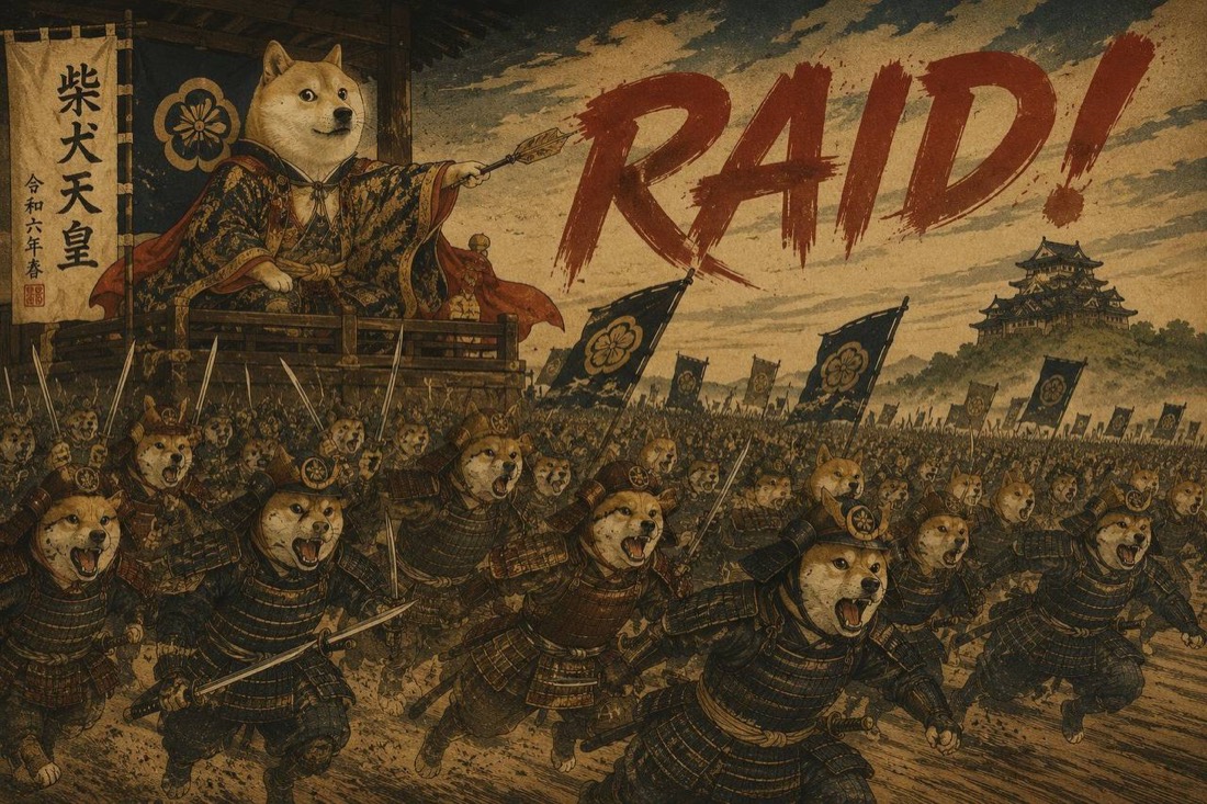 Woodblock print of a doge army charging